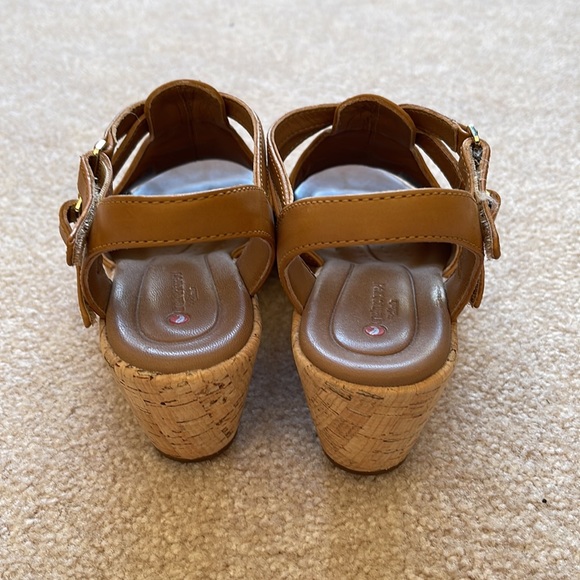 Unstructured by Clarke Light Tan Leather Cork Wedge Heel Size 7 1/2 - Picture 3 of 7